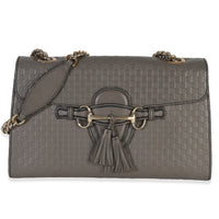 Grey Guccissima Emily Leather Medium Chain Shoulder Bag