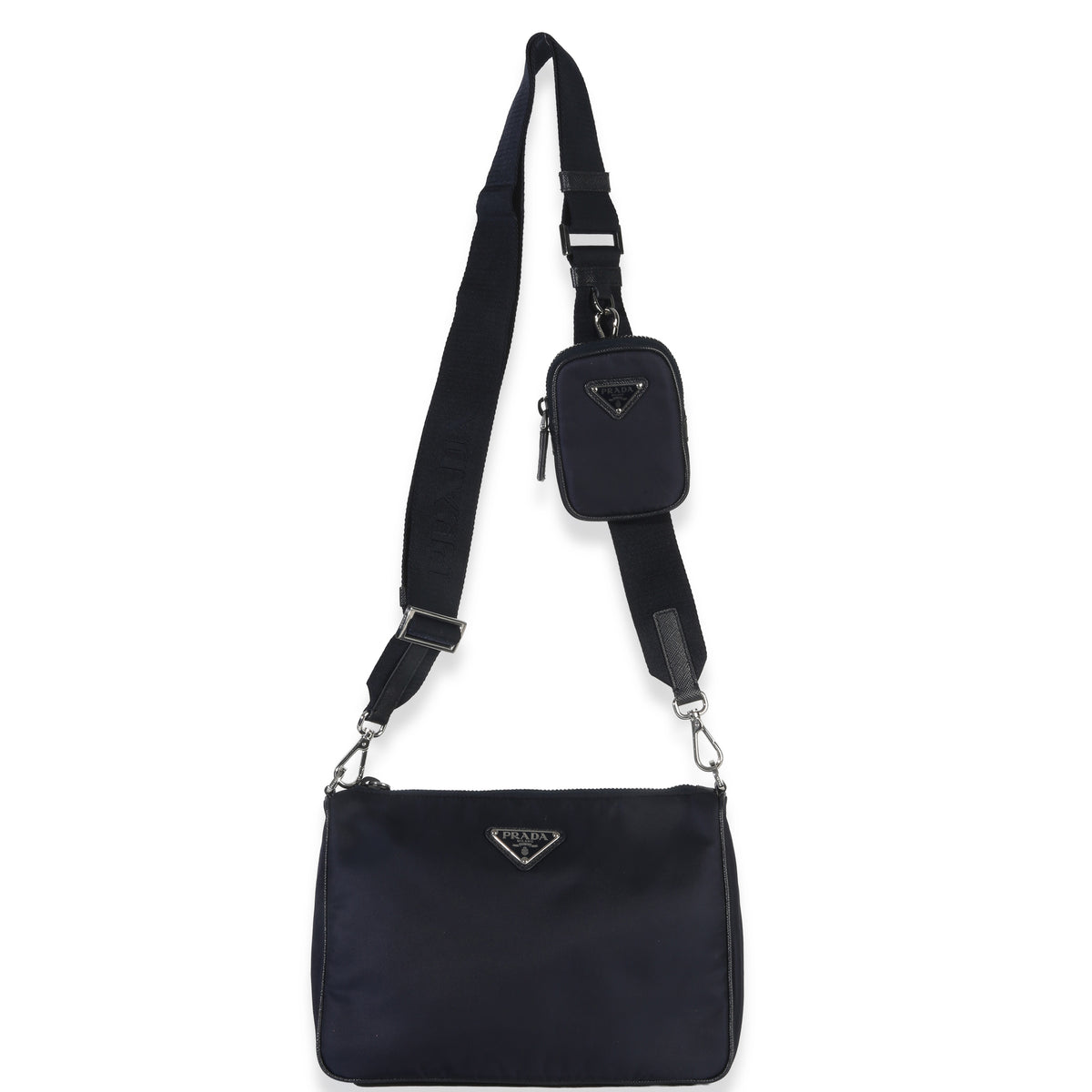 Prada Navy Re Nylon & Saffiano Leather Trim Shoulder Bag Handbag ad1