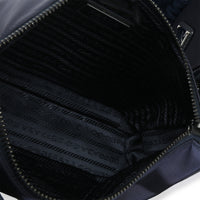 Prada Navy Re Nylon & Saffiano Leather Trim Shoulder Bag Handbag ad2