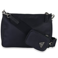 Prada Navy Re Nylon & Saffiano Leather Trim Shoulder Bag Handbag stamp