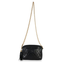 Chanel Vintage Black Quilted Lambskin Small Tassel Camera Bag Handbag av