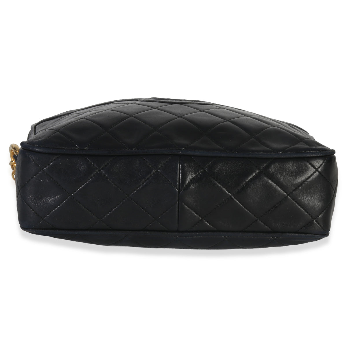 Chanel Vintage Black Quilted Lambskin Small Tassel Camera Bag Handbag stamp