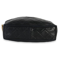 Chanel Vintage Black Quilted Lambskin Small Tassel Camera Bag Handbag stamp