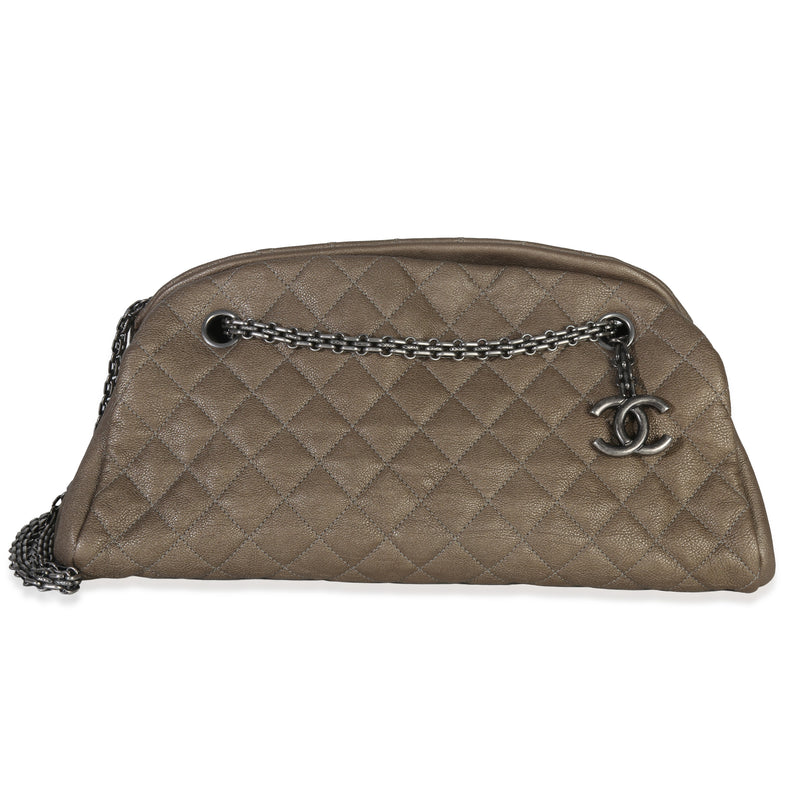 Taupe Quilted Caviar Medium Just Mademoiselle Bowling Bag