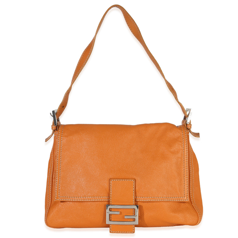 Vintage Orange Leather Mama Baguette Bag
