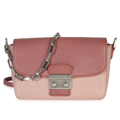 Miu Miu Pink Bicolore Goatskin Madras Chain Shoulder Bag Handbag fv