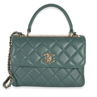 Green Quilted Lambskin Small Trendy CC Dual Handle Flap Bag