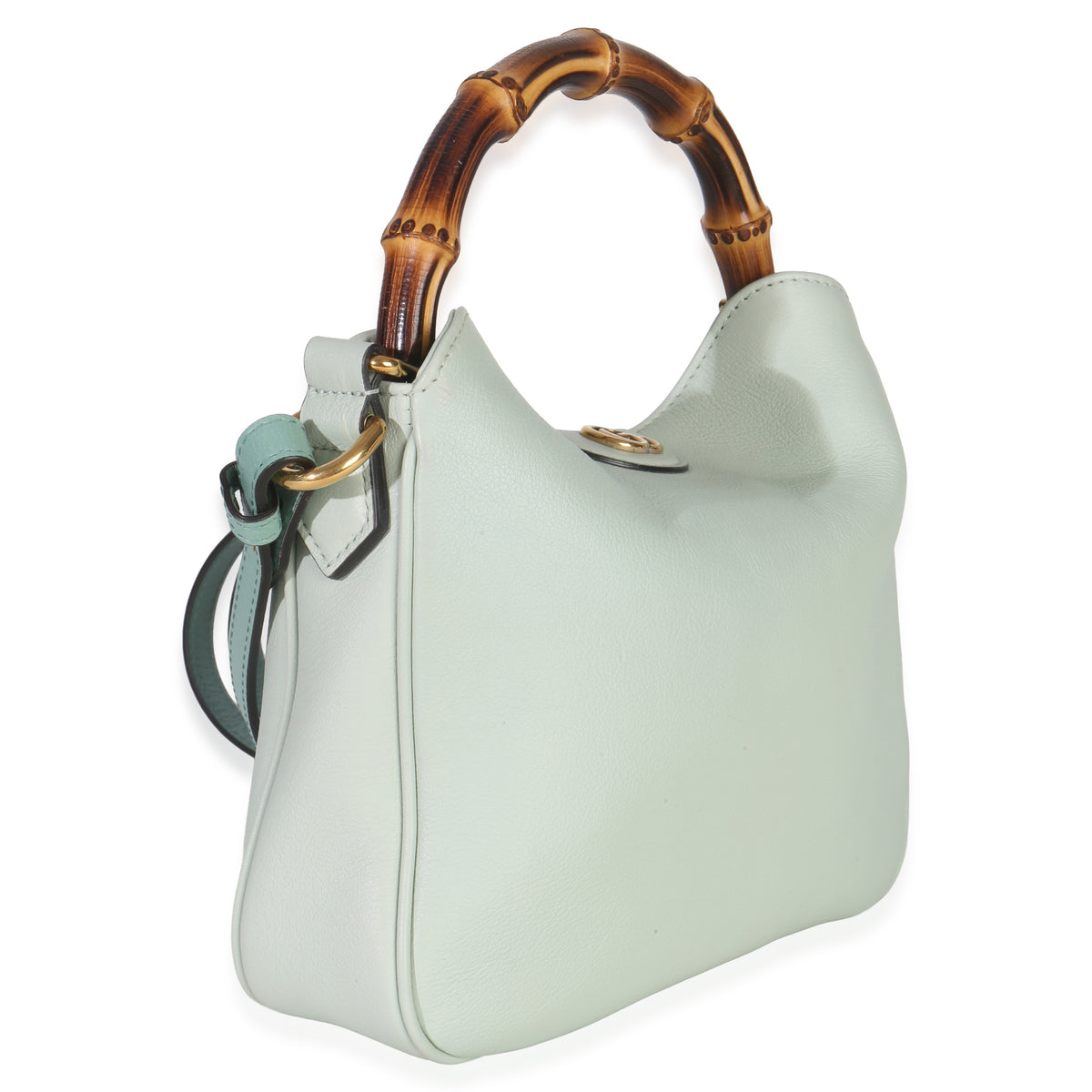 Gucci Mint Green Calfskin Bamboo Small Diana Shoulder Bag Handbag bv
