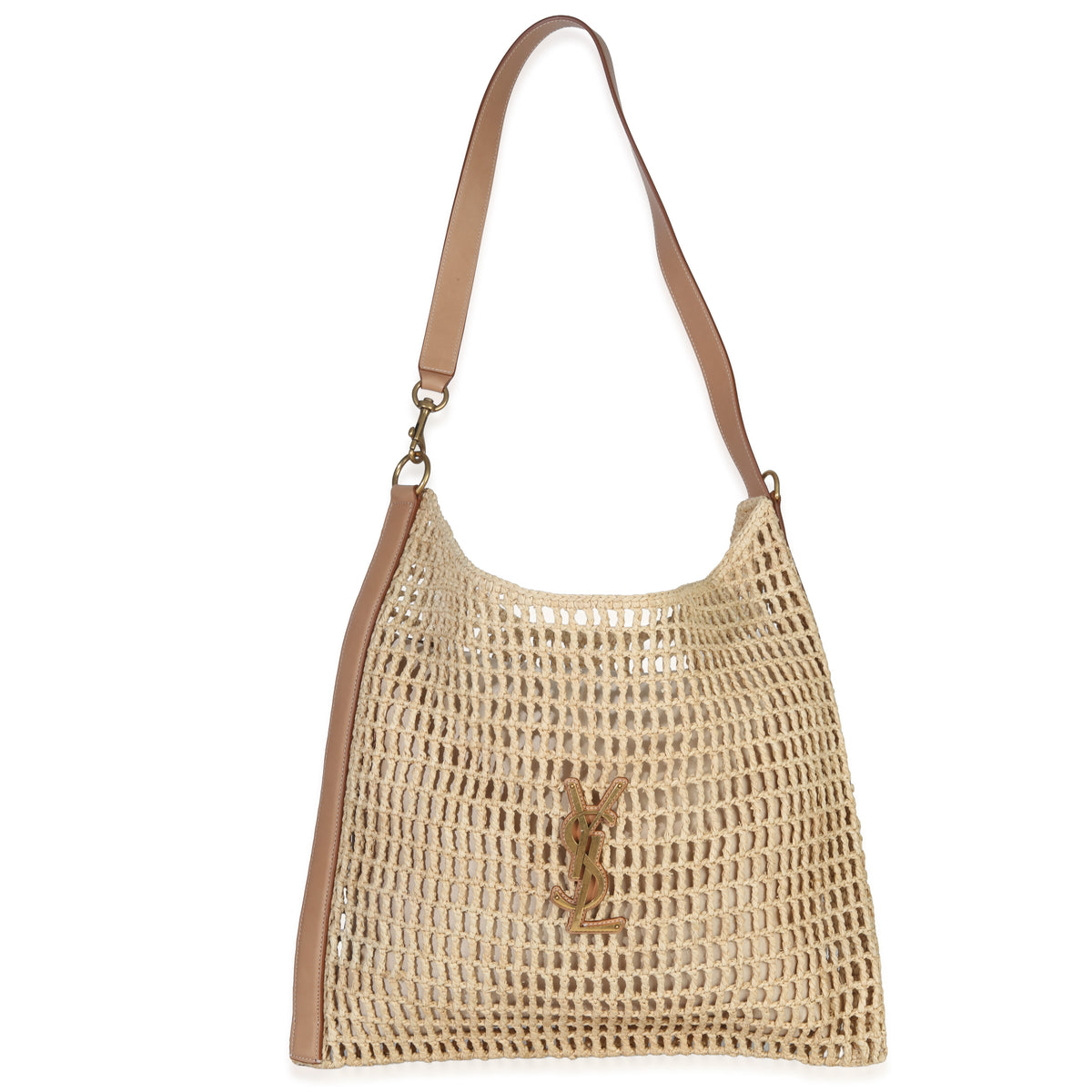 Saint Laurent Natural Raffia Calfskin Logo Oxalis Tote Handbag id
