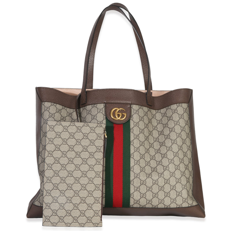 Beige GG Supreme Canvas Medium Ophidia Soft Tote