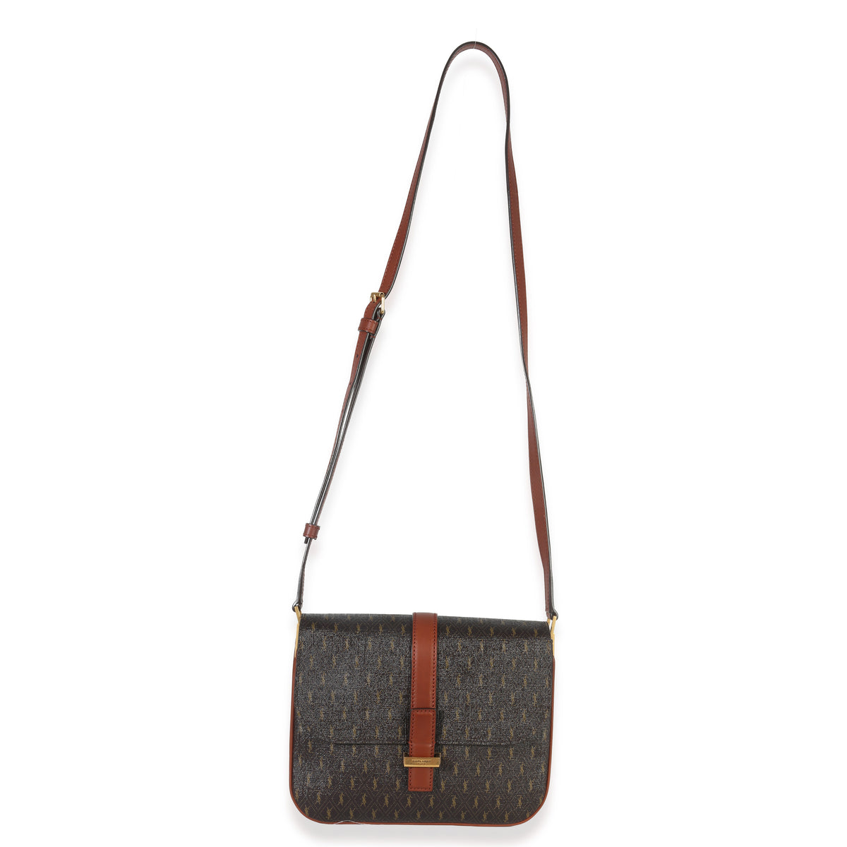 Saint Laurent Brown Canvas Le Monogramme Small Sac Besace Shoulder Bag Handbag av