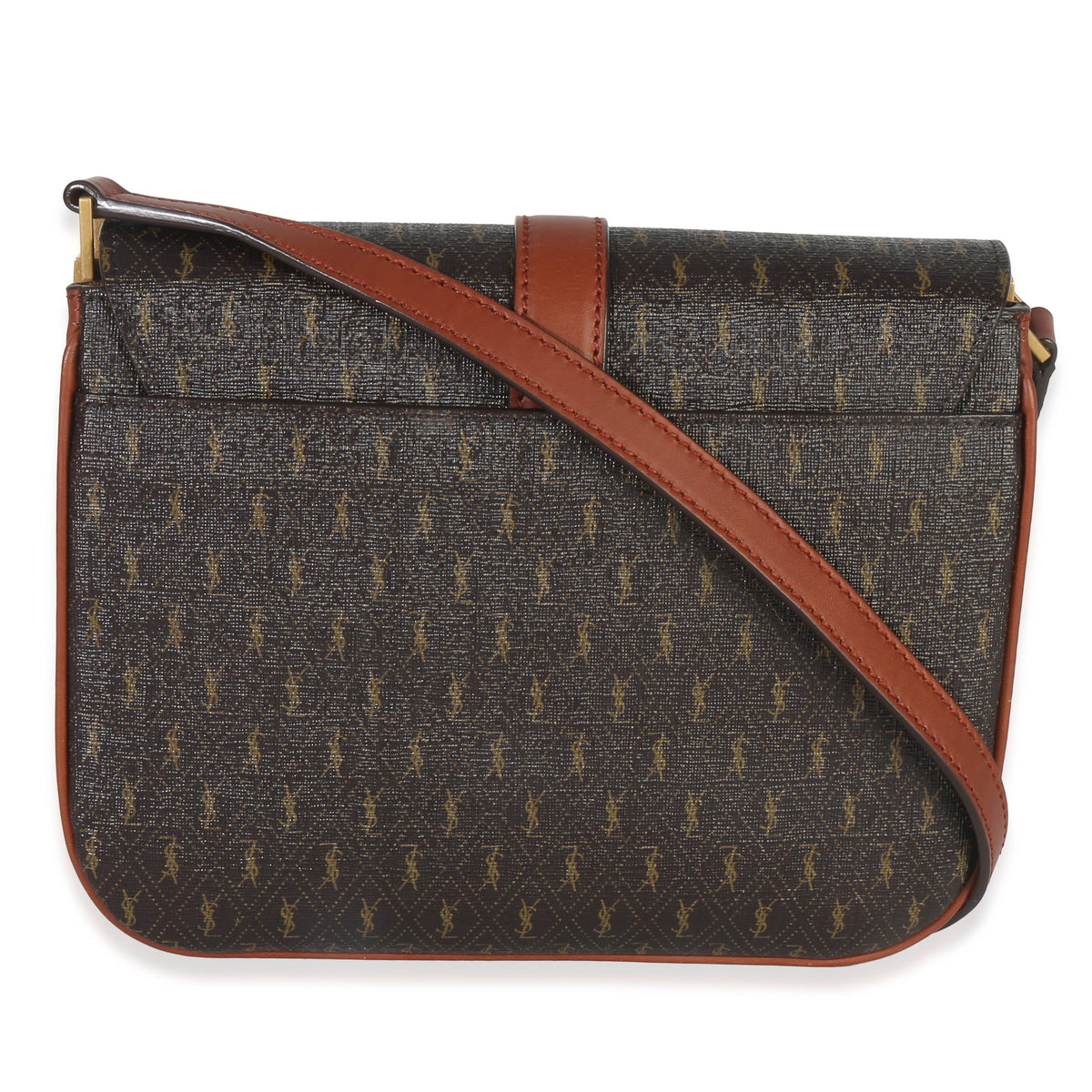 Saint Laurent Brown Canvas Le Monogramme Small Sac Besace Shoulder Bag Handbag bv