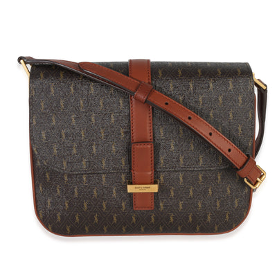 Saint Laurent Brown Canvas Le Monogramme Small Sac Besace Shoulder Bag Handbag fv