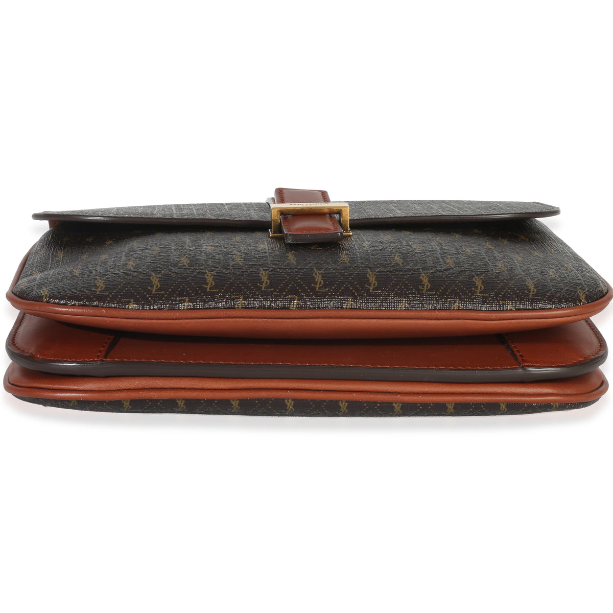 Saint Laurent Brown Canvas Le Monogramme Small Sac Besace Shoulder Bag Handbag stamp