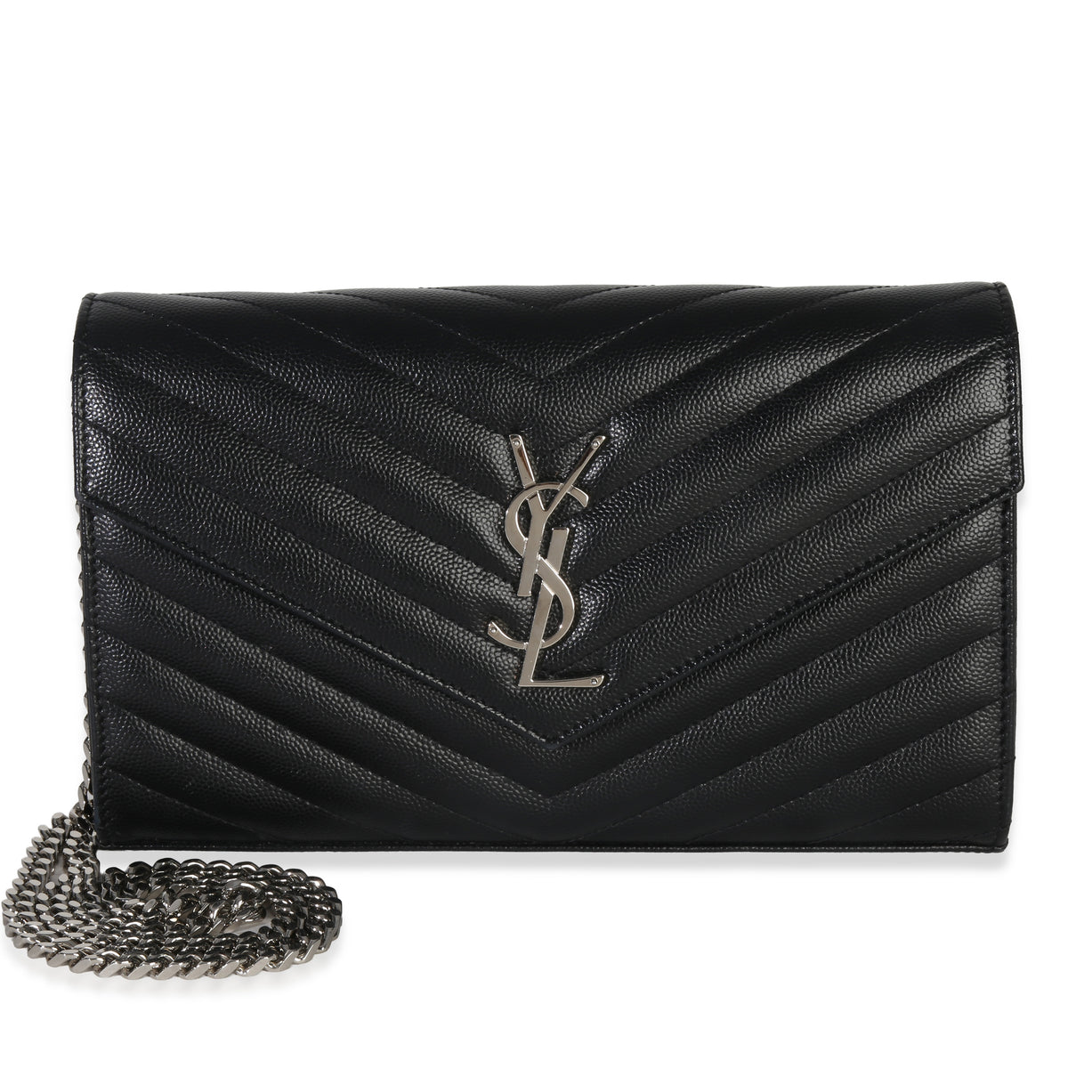 Black Grain De Poudre Cassandre Chain Wallet