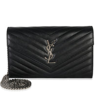 Black Grain De Poudre Cassandre Chain Wallet