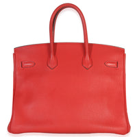 Hermès Rouge Casaque Togo Birkin 35 PHW Handbag bv