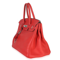 Hermès Rouge Casaque Togo Birkin 35 PHW Handbag sv