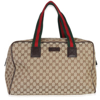 Gucci Beige GG Monogram Canvas Large Soft Carry On Duffle Handbag id
