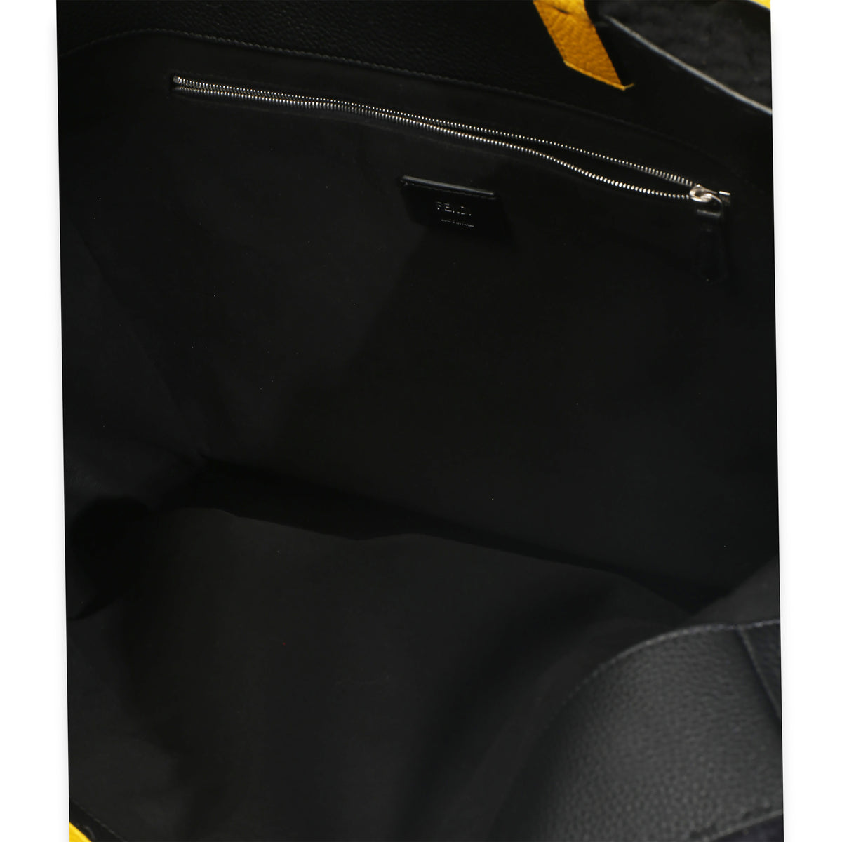 Fendi Yellow Black Wool Logo Tote Handbag av