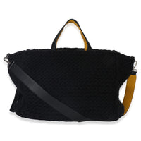 Fendi Yellow Black Wool Logo Tote Handbag bv