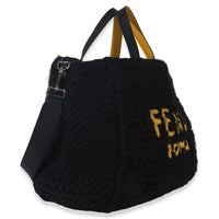Fendi Yellow Black Wool Logo Tote Handbag pv