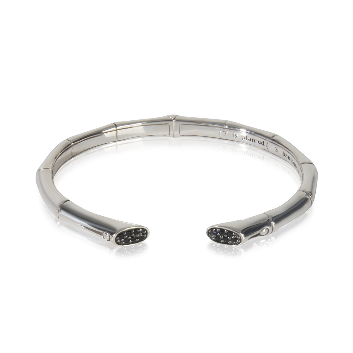 Sterling Silver Sapphire Bamboo Cuff Bracelet