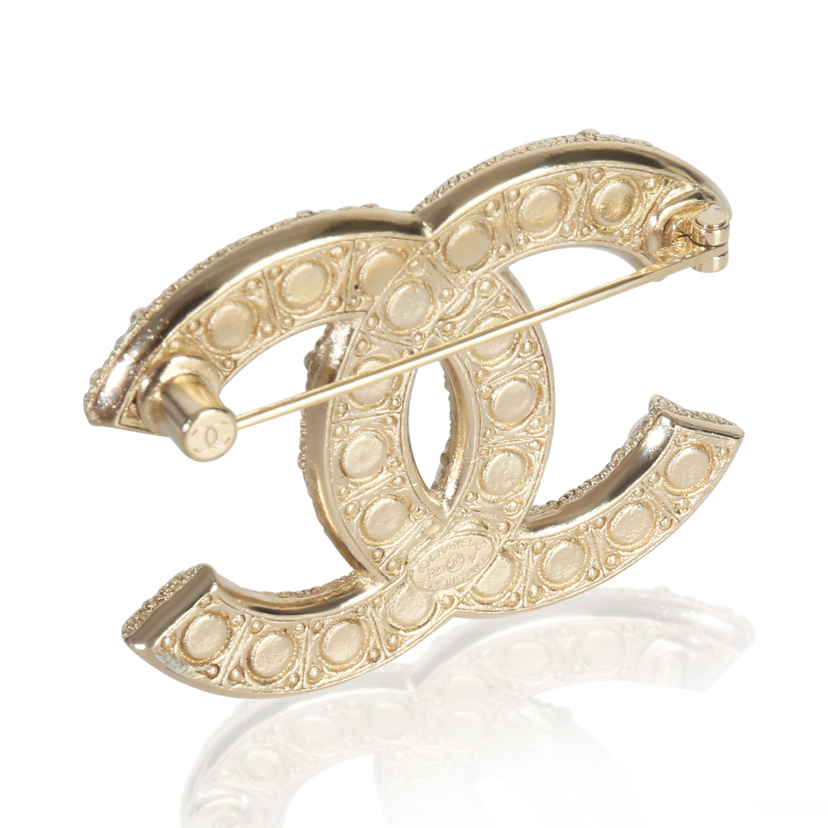 Chanel Gold Plated  2022 Faux Pearl & Strass CC Brooch pv