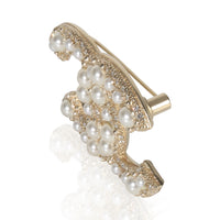 Chanel Gold Plated  2022 Faux Pearl & Strass CC Brooch sv