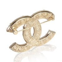 Gold-Plated  2022 Faux Pearl & Strass CC Brooch