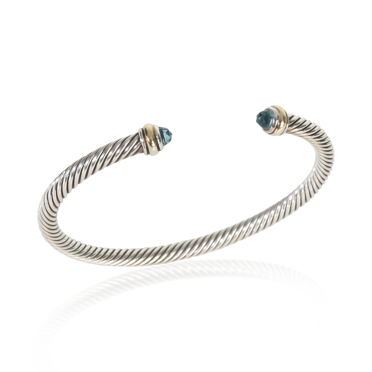 Yellow Gold & Sterling Silver Topaz Cable Classic Bracelet