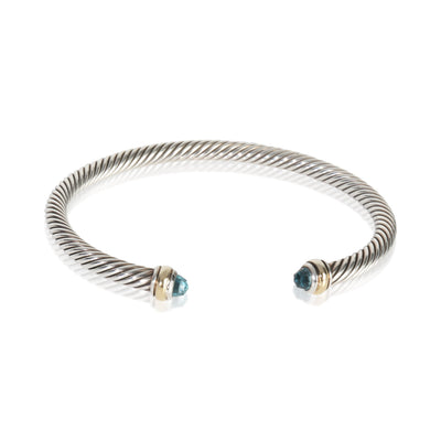 Yellow Gold & Sterling Silver Topaz Cable Classic Bracelet