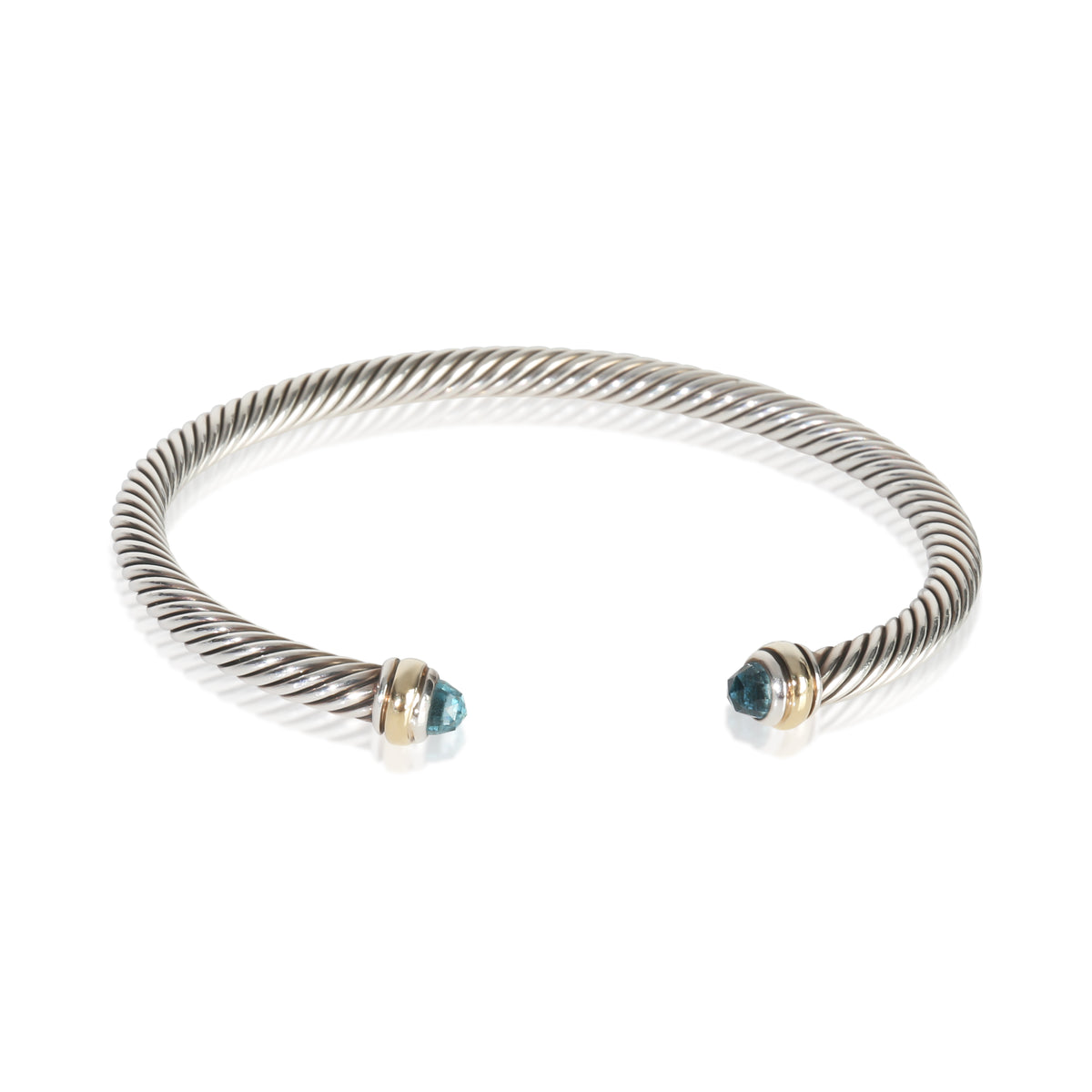 Yellow Gold & Sterling Silver Topaz Cable Classic Bracelet