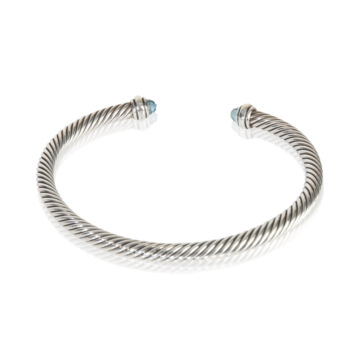Yellow Gold & Sterling Silver Topaz Cable Classic Bracelet