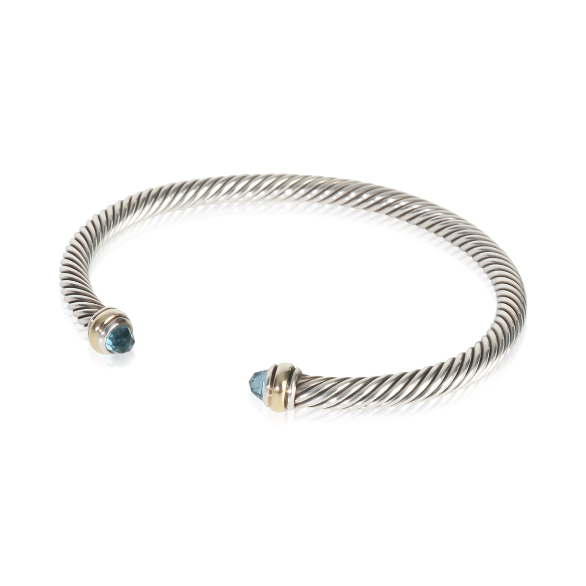 Yellow Gold & Sterling Silver Topaz Cable Classic Bracelet