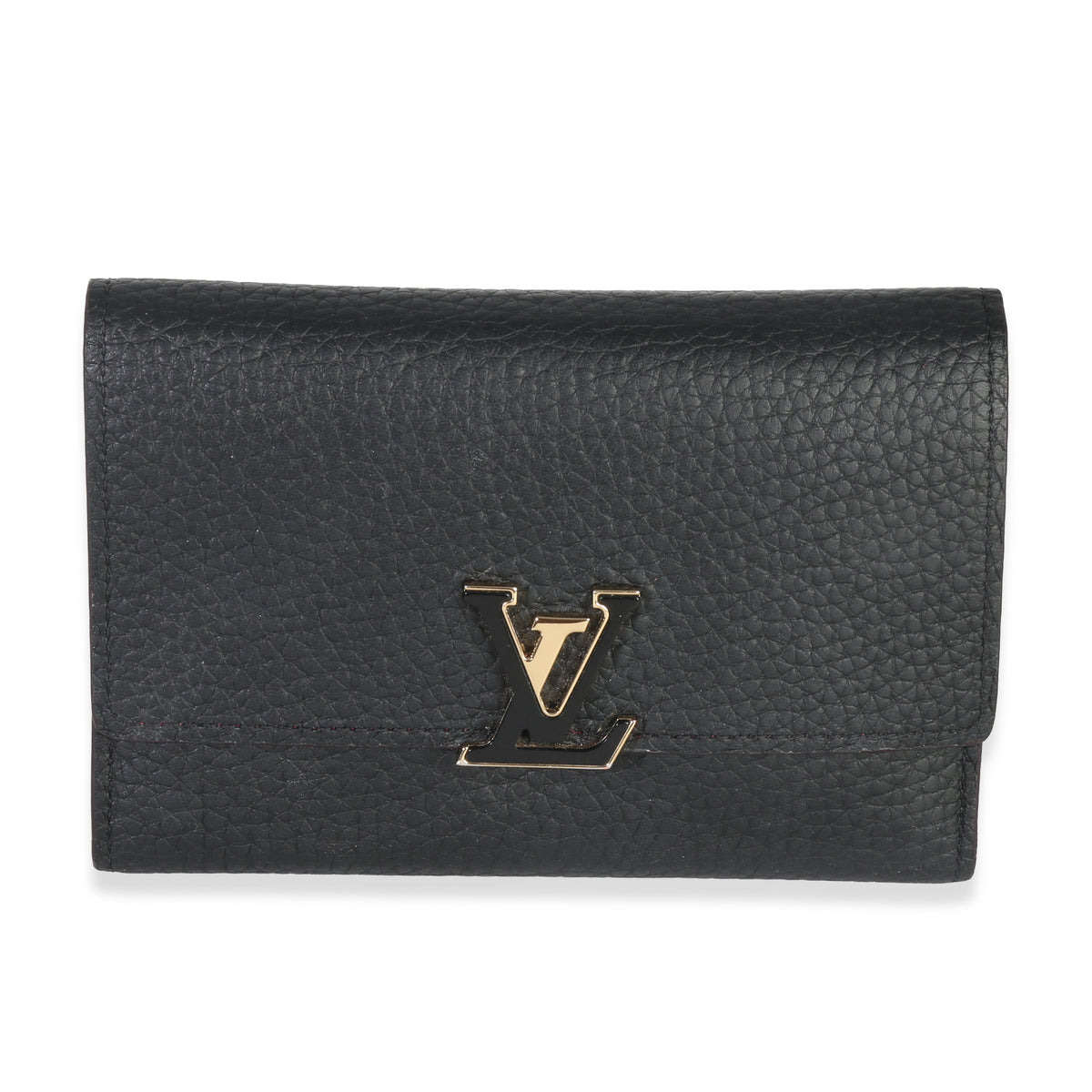 Black & Pink Taurillon Capucines Compact Wallet