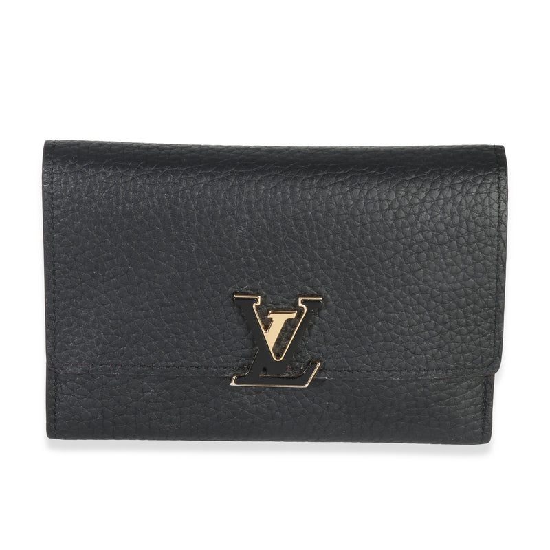 Black & Pink Taurillon Capucines Compact Wallet