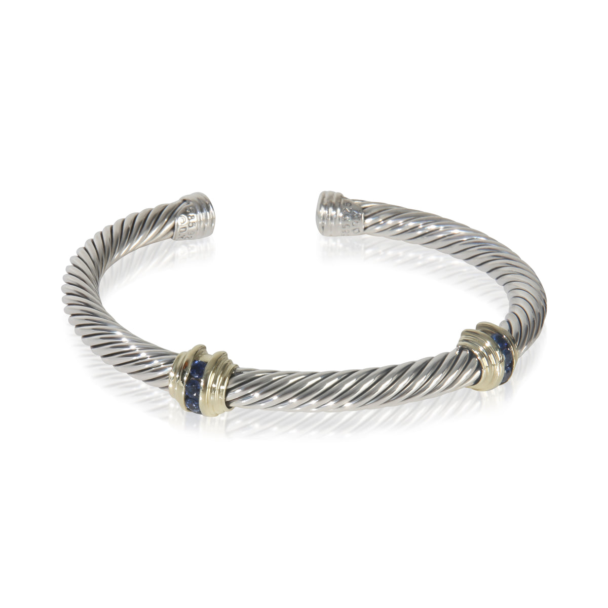Yellow Gold & Sterling Silver Sapphire Renaissance Station Bracelet