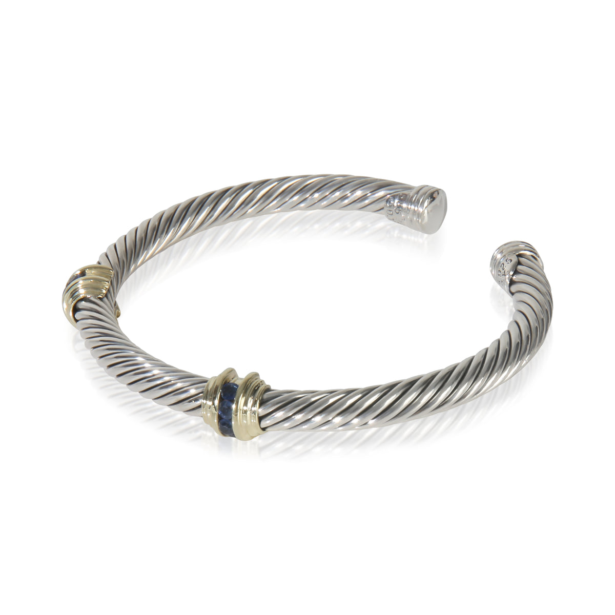 Yellow Gold & Sterling Silver Sapphire Renaissance Station Bracelet