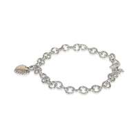 David Yurman Yellow Gold & Sterling Silver  Cable Heart Charm Bracelet sv