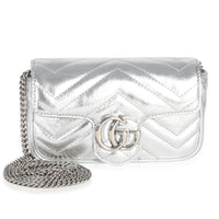 Silver Matelasse Calfskin Monochrome GG Marmont Chain Bag