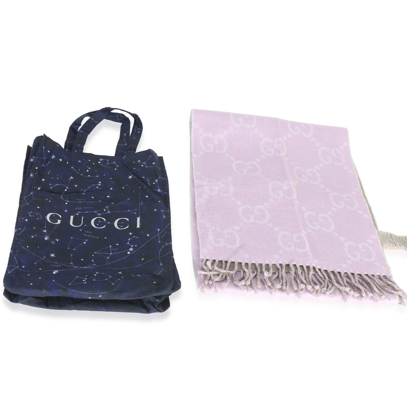 Gucci Purple Wool GG Monogram Fringe Scarf fv