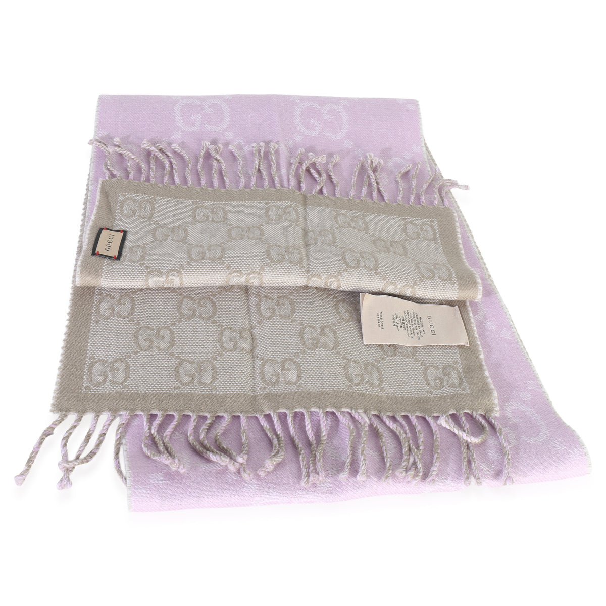 Gucci Purple Wool GG Monogram Fringe Scarf pv