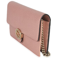 Gucci Pink Dollar Calfskin Interlocking G Wallet On Chain Handbag sv