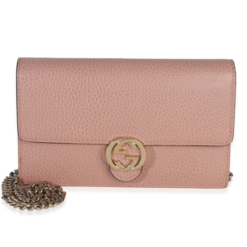 Pink Dollar Calfskin Interlocking G Wallet On Chain