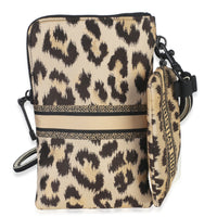 Christian Dior Beige Brown Mizza Leopard Technical Fabric DiorTravel Pouch Set Handbag bv