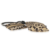 Christian Dior Beige Brown Mizza Leopard Technical Fabric DiorTravel Pouch Set Handbag stamp