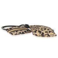 Christian Dior Beige Brown Mizza Leopard Technical Fabric DiorTravel Pouch Set Handbag stamp