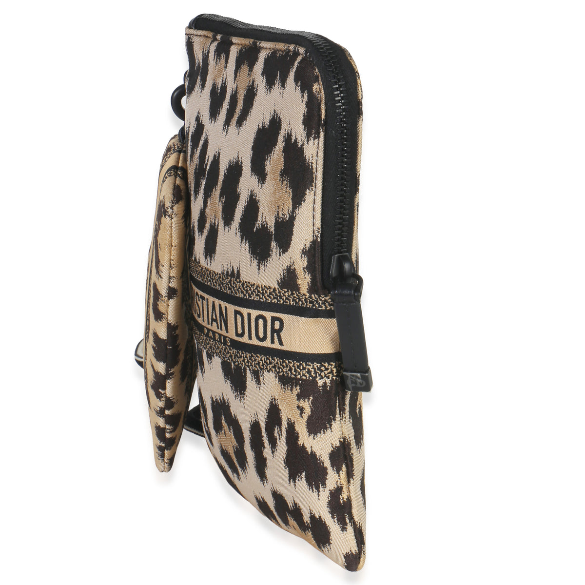 Christian Dior Beige Brown Mizza Leopard Technical Fabric DiorTravel Pouch Set Handbag sv