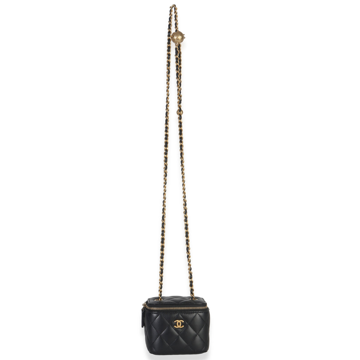 Chanel Black Quilted Lambskin Mini Pearl Crush Vanity Case Handbag av